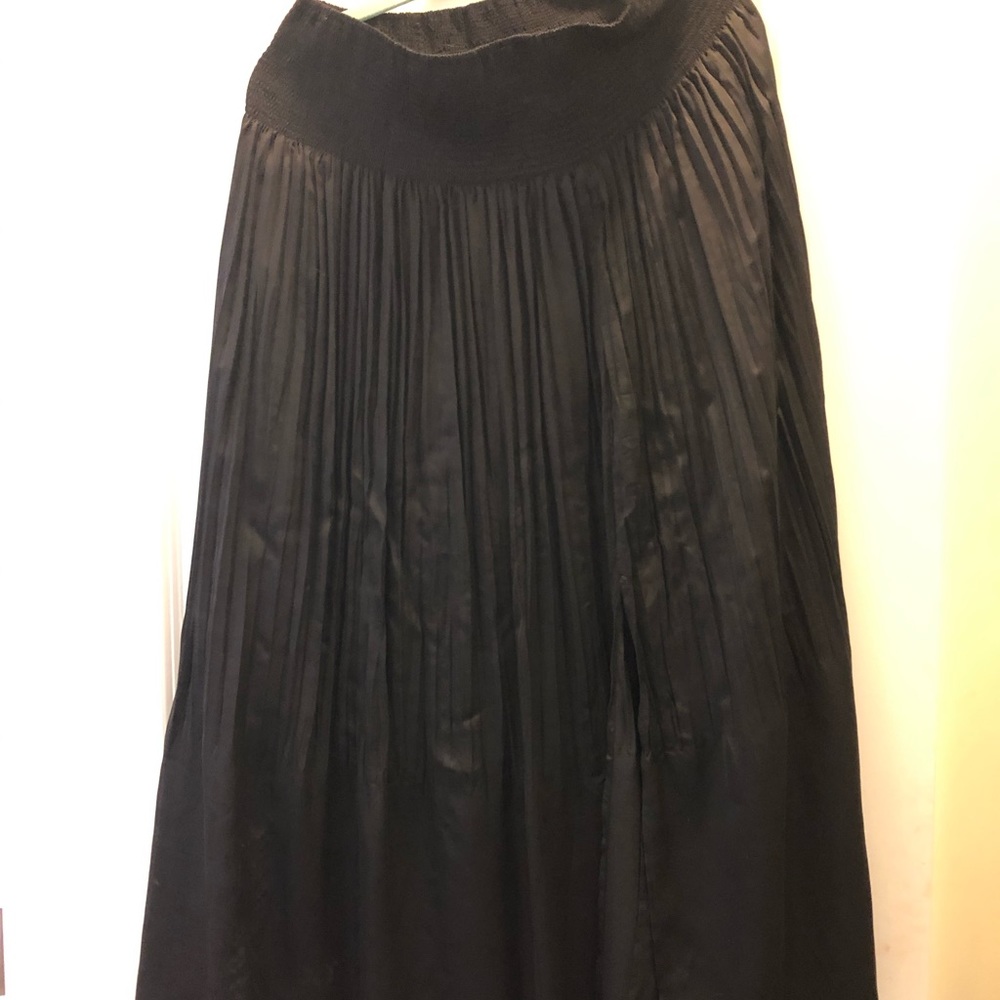 Long silk skirt with side slit